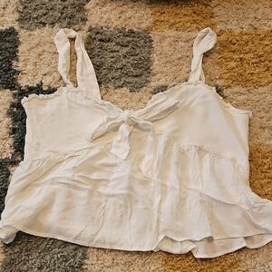 American Eagle Outfitters White Tie-Front Ruffle Cami